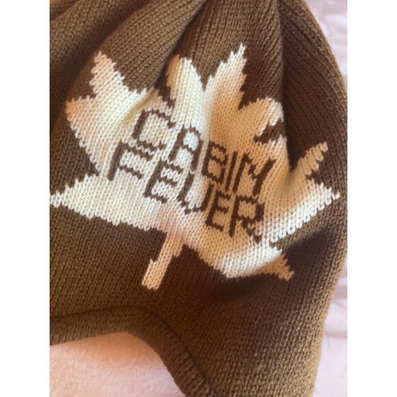 Cabin Fever Brown Knit Ski Hat Pom Pom Ties One Size - Picture 2 of 6